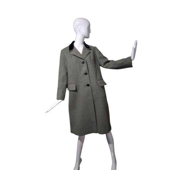 Vintage Herringbone Wool Blend Womens size Large Long Classy Preppy Casual Coat - Picture 1 of 12